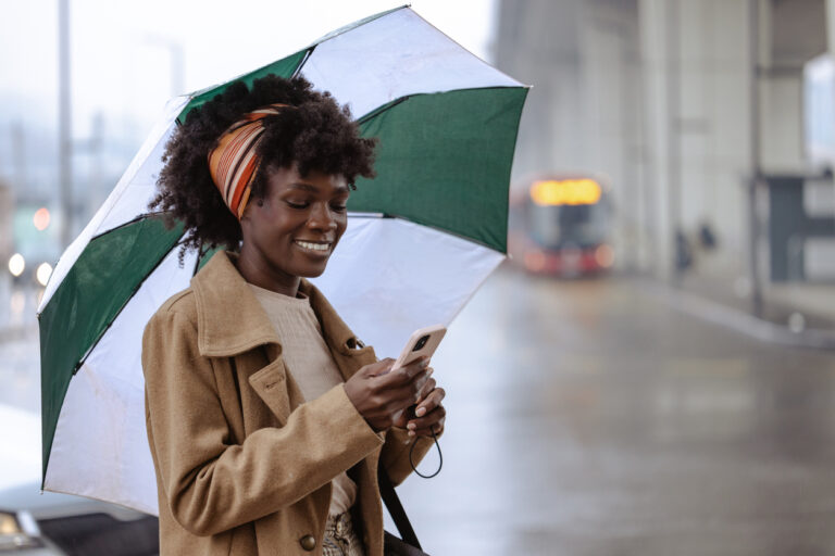 Woman using an umbrella in the rain 